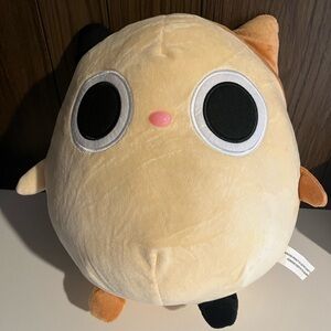 YAMANI Big Eyed Calico Cat Owl 14" Plush Yellow Stuffed Animal Round 1 Japanese